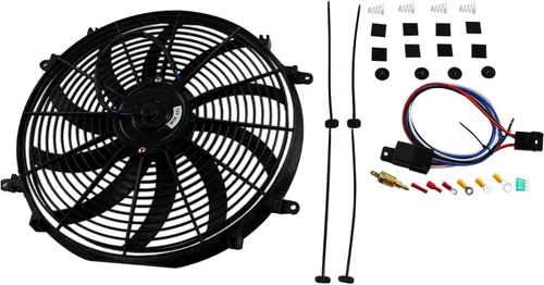 Miniatura 4 de Ventilador delgado universal de 16 pulgadas Push Pull Radiador eléctrico Ventilador de refrigeración Kit de montaje de 12 V Negro