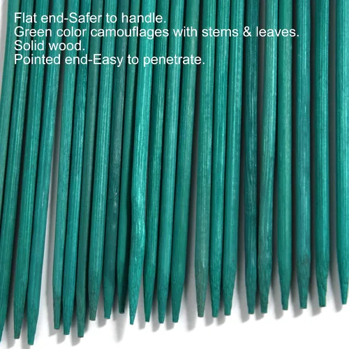 Miniatura 2 de 50 piezas de varillas de soporte para plantas de 18 pulgadas, palos de bambú verde, estacas de madera para jardín, estacas de madera