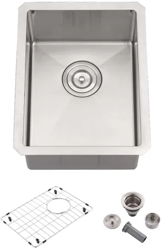 Miniatura 12 de Fregadero de barra negra de 12 pulgadas para montaje bajo montaje, fregadero de cocina pequeño de 12 x 16 pulgadas, fregadero de barra húmeda