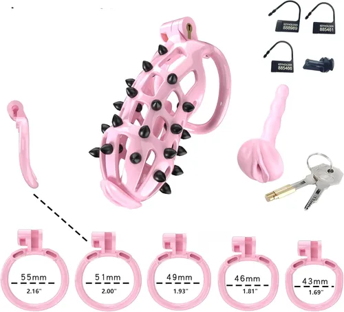 Miniatura 6 de Jaula de castidad masculina, jaula ligera, dispositivos de castidad de resina, juguete sexual para adultos para hombres, llave de bloqueo, anillos