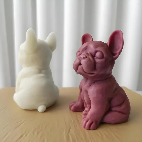 Miniatura 6 de Moldes de vela 3D Bulldog para hacer velas, molde de silicona con forma de perro para decoración de pasteles de chocolate, lindo animal