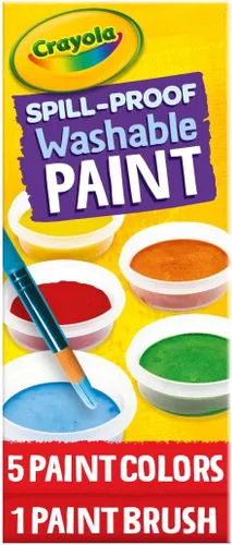 Crayola Juego de pintura a prueba de derrames (5 quilates), pintura lavable para niños, suministros de manualidades para aulas, suministros escolares