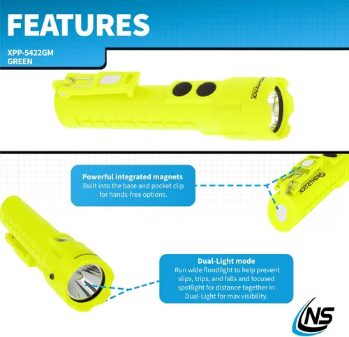 Miniatura 3 de Nightstick XPP-5422GM - Linterna de doble luz intrínsecamente segura con imanes-3 AA (no incluidos), verde, UL913, multicolor