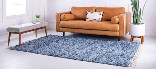 Miniatura 3 de Unique Loom Hygge Shag Collection - Alfombra moderna de inspiración marroquí, afelpada y acogedora, 2.2 x 3 pies, color azul/azul marino
