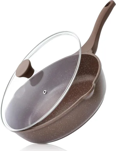 Miniatura 15 de SENSARTE Sartén Antiadherente, Sartén Profunda para Freír de 10/11/12 pulgadas, Sartén para Saltear con Tapa, Mango que se Mantiene Frío, Batería