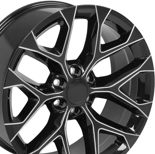 Miniatura 5 de OE Wheels CV98B - Llanta de 22 pulgadas para Silverado 1500, estilo copo de nieve, 6 x 139.7, 22 x 9, negro brillante con fresado, Hollander 5668 (1)
