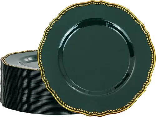 Miniatura 11 de Hioasis 100 piezas Platos de plástico blancos - Platos de cena desechables blancos de 10.25 pulgadas, Platos de cena de plástico, elegantes