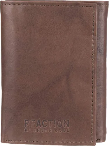 Kenneth Cole Billetera de cuero RFID para hombre, delgada, triple pliegue con ventana de identificación y ranuras para tarjetas