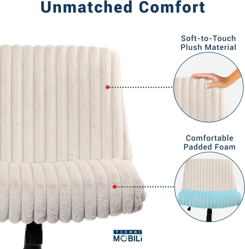 Miniatura 6 de Silla cruzada sin brazos, silla de escritorio de oficina extra ancha sin ruedas, asiento acolchado extra grande de 26 pulgadas para sentarse