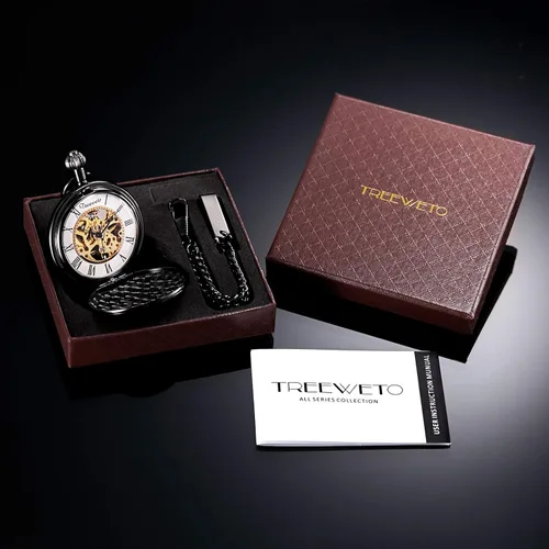 Miniatura 7 de Reloj de bolsillo mecánico de dragón antiguo con cadena