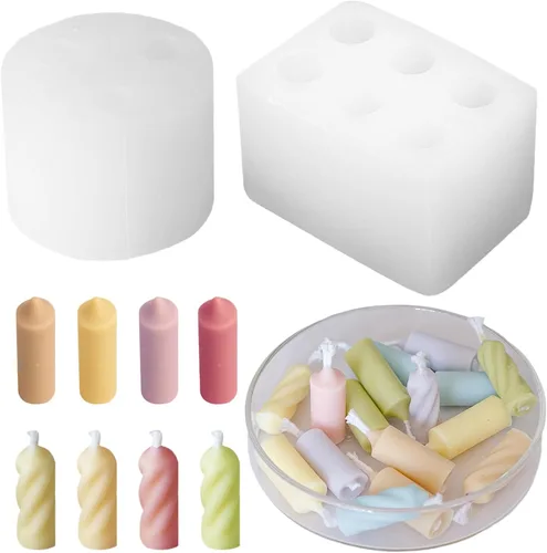 Miniatura 7 de 2 piezas de moldes de vela de burbujas 3D, moldes de cilindro y cubo de silicona para hacer velas y jabón de bricolaje
