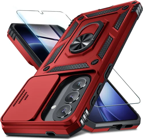 Miniatura 39 de Janmitta Compatible con Galaxy A15 5G Funda con Cubierta Deslizante Integrada para Lente de Cámara + Protector de Pantalla + Soporte de Anillo