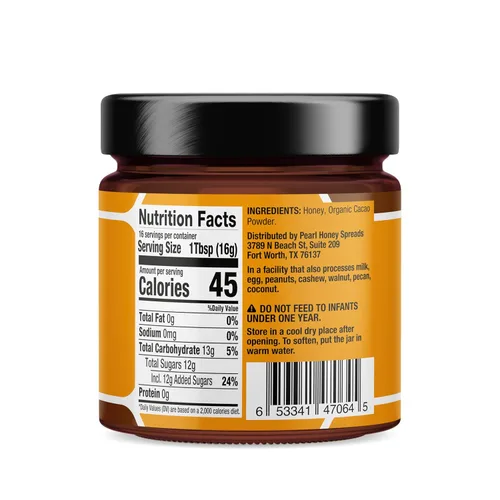 Miniatura 2 de Pearl Honey Spreads - Miel cruda en crema con sabor a chocolate orgánico de cacao - Sin químicos, sin soja y miel cruda 100% natural Tarro de 8.8