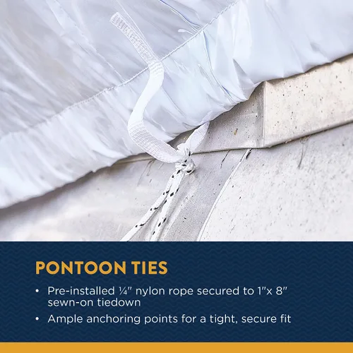 Miniatura 7 de Transhield Funda para barco pontón, funda de almacenamiento de pontón de 16 pies, resistente, impermeable y reutilizable, cuerda perimetral