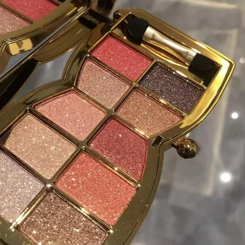 Miniatura 16 de Paleta de sombras de ojos doradas brillantes – 10 colores brillantes sombra de ojos purpurina altamente pigmentada, de larga duración, impermeable