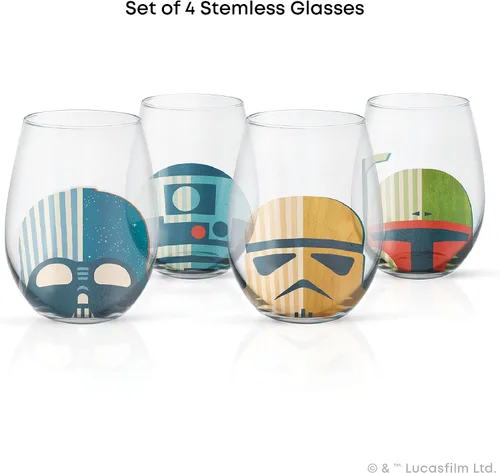Miniatura 8 de JoyJolt Star Wars™ - Vasos para casco sin tallo, juego de 4 vasos grandes de vidrio de 19 onzas, regalos de cocina de guerra y coleccionables