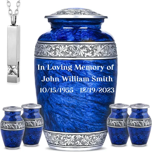 Miniatura 20 de Personalized Custom American Eagle Urn Set of 6 - Hand-Engraved Black Eagle Urns for Human Ashes Adult Female & Male, Includes 1 Large Adult Urn