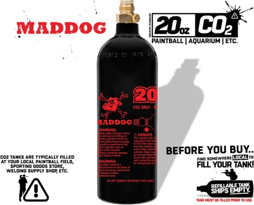 Miniatura 4 de Maddog 20 Oz Refillable Aluminum CO2 Paintball Tank - Aquarium Bottle - Ships Empty