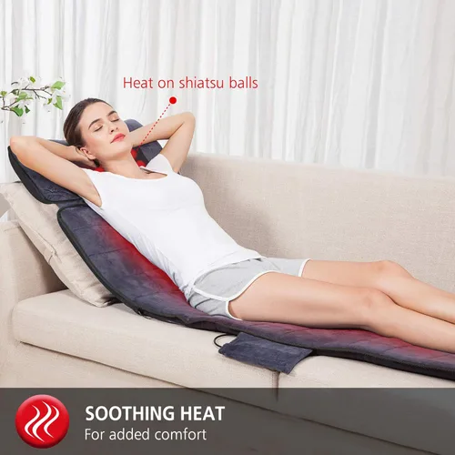 Miniatura 4 de COMFIER Alfombrilla de masaje de cuerpo completo con almohada de masaje de cuello Shiatsu movible, masajeador de pies Shiatsu con calor, vibración