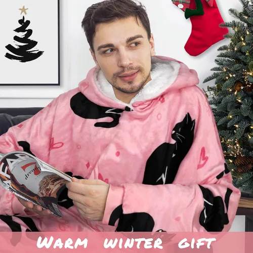 Miniatura 5 de Sudadera con capucha Sherpa de gran tamaño con bolsillo gigante, regalos de cumpleaños de Navidad para adultos, mujeres y hombres