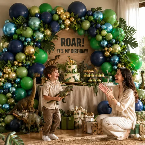 Miniatura 2 de Kit de guirnalda de globos azules y verdes de 134 piezas, kit de arco de globos azul marino, verde oscuro y dorado con globos cromados metálicos