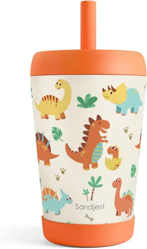 Miniatura 18 de Vaso de acero inoxidable aislado para niños con popote de silicona, taza para sorber de 12 onzas para niños (alfabeto)