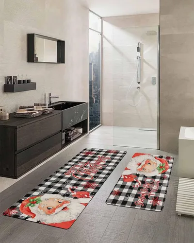 Miniatura 2 de Tapete de baño de Navidad con Papá Noel, antideslizante, de secado rápido y absorbente, de tierra de diatomeas, para fregadero de cocina, lavable
