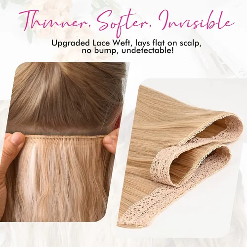 Miniatura 3 de REECHO Extensiones de cabello con alambre invisible con trama de encaje más delgada y suave