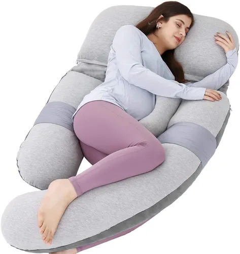 Miniatura 14 de Almohada de cuerpo completo de 60 pulgadas, almohada de lactancia, maternidad y embarazo, almohadas extragrandes en forma de U con lado desmontable