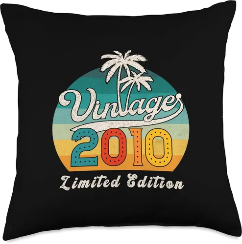 Miniatura 4 de Vintage 2010 Birthday Gift for Men Women 16 Years Retro Palm Throw Pillow