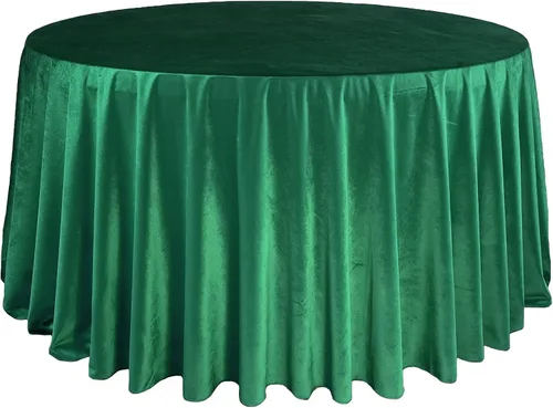 Miniatura 18 de YOUR CHAIR COVERS - Mantel redondo de terciopelo de 132 pulgadas - Mantel de lino azul polvoriento para mesas redondas estándar Azul empolvado
