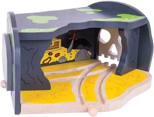 Miniatura 2 de Bigjigs Rail Skull Cave & Tunnel - Juego de accesorios de tren de madera, túneles para trenes y juegos de ferrocarril, juguetes clásicos para niños