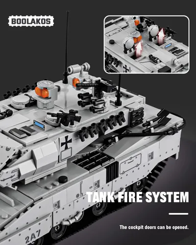 Miniatura 5 de Leopard II - Bloque de construcción de tanque de batalla principal, juego de juguetes de construcción de tanques militares para exhibir