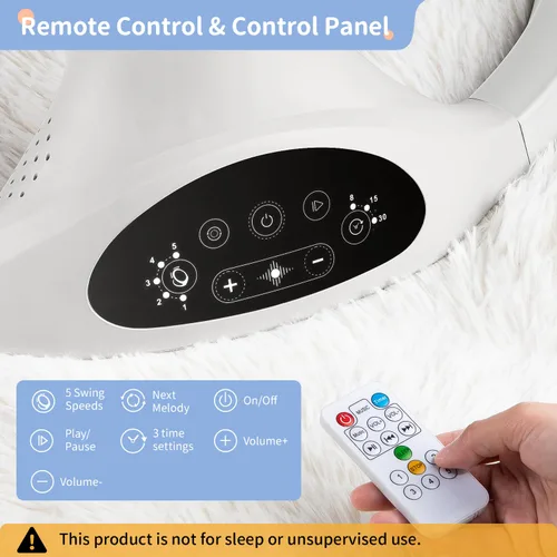 Miniatura 3 de LAREX Columpio de bebé eléctrico portátil para niños pequeños, balanceador de bebé para recién nacidos niño niña, 5 velocidades de balanceo