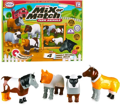 Juego de juguetes magnéticos para mezclar o combinar animales de granja, 16 piezas