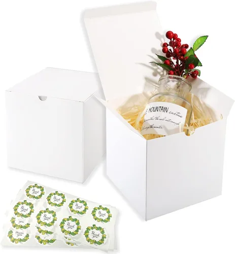 Frantis Paquete de 24 cajas de regalo blancas con tapas, cajas de regalo pequeñas de 4 x 4 x 4 pulgadas para bodas, propuestas de dama de honor,
