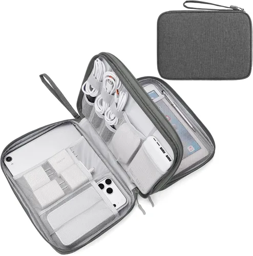 Miniatura 42 de FYY Organizador para accesorios electrónicos, para viajes, para cables, celular y cargadores, estuche portátil, impermeable, doble capa, bolsa