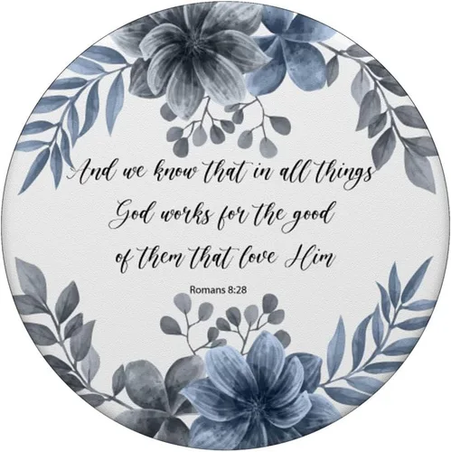 Miniatura 3 de Romans 8 28 Azul Cristiano Biblia Verso Cita para Mujeres PopSockets Swappable PopGrip