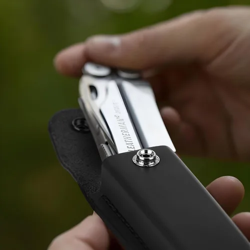 Miniatura 4 de Funda de cuero para cuchillos de bolsillo, estuche plegable de 4 pulgadas, funda multiherramienta duradera con cierre a presión y trabilla
