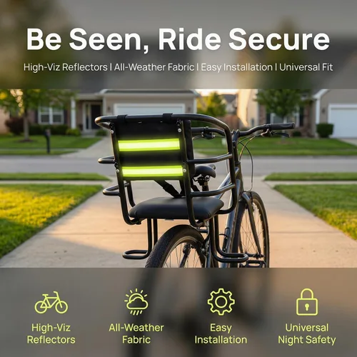 Miniatura 3 de Asiento trasero de bicicleta para niños, asiento trasero de bicicleta para niños con pedales de pie, pasamanos de respaldo, diseñado para niños