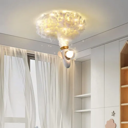 Miniatura 7 de Candelabros LED, luz LED de montaje empotrado de dibujos animados, lámpara de techo creativa en forma de cohete blanco, luz de techo con pantalla