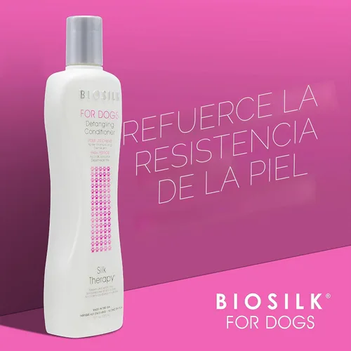 Miniatura 3 de BioSilk Acondicionador desenredante para perros Silk Therapy - Desenredante hidratante para desenredar, acondicionar el cabello enmarañado