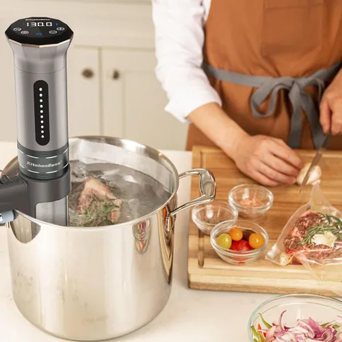 Miniatura 8 de KitchenBoss Sous Vide - Máquina de cocción al vacío: Circulador de inmersión térmica ultra silenciosa de 1100 W IPX7 resistente al agua, pantalla
