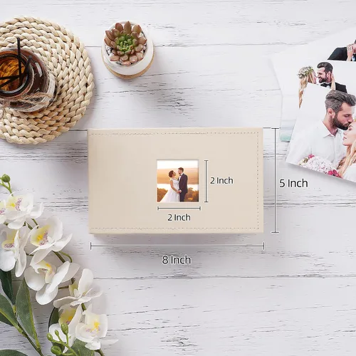 Miniatura 2 de potricher Álbum de fotos pequeño de 4 x 6 pulgadas, 100 fotos, cubierta de cuero, libro de fotos con 100 bolsillos horizontales para familia, boda