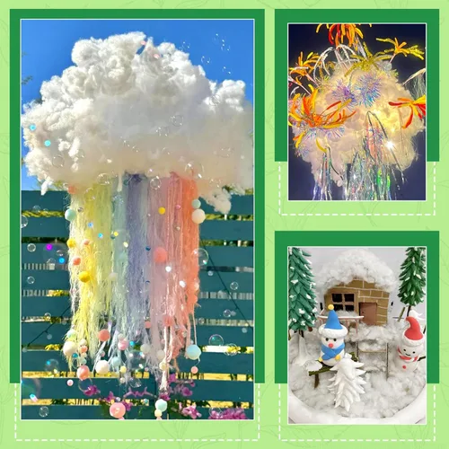 Miniatura 5 de Relleno de poliéster, decoraciones de Navidad para interiores, nubes blancas como la nieve artificiales de algodón para decoración, mantas de nieve