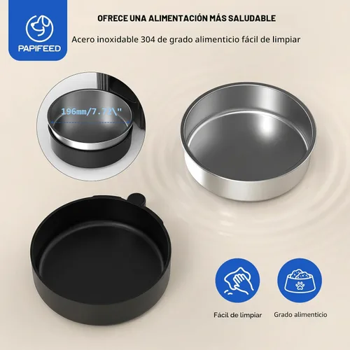 Miniatura 4 de PAPIFEED Comedero automático para gatos con aplicación, dispensador de comida para gatos WiFi de 2.4 G, alimentador lento de 3 litros para alimentos