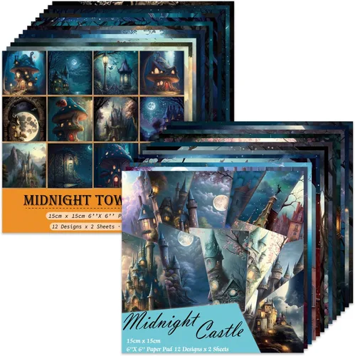 Miniatura 17 de 24 hojas de papel para álbumes de recortes de 6x6 pulgadas, 160GSM, paquete de papel decorativo de una sola cara, suministros para diario, cartulina