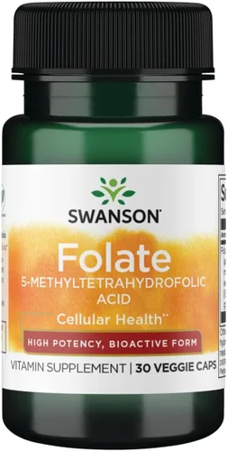 Swanson Folato (ácido 5-metiltetrahidrofólico) 800 mcg 30 cápsulas vegetales