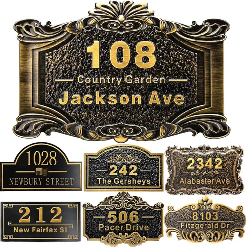 Miniatura 23 de Placa personalizada de dirección de casa de 12 pulgadas, números fundidos para exteriores, placa de señal de dirección personalizada con nombre