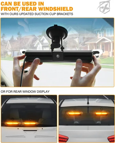 Miniatura 7 de Xprite Luces Estroboscópicas de Emergencia Ámbar para Tablero, Luz Intermitente Interior del Parabrisas con Ventosas para Camiones de Construcción